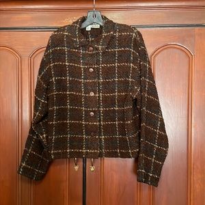 Kiko Made In Ireland Vintage Button Down Boucle Plaid Jacket Size S/M
